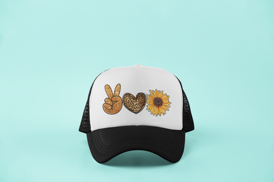 Peace Love & Sunflowers // Trucker Hat